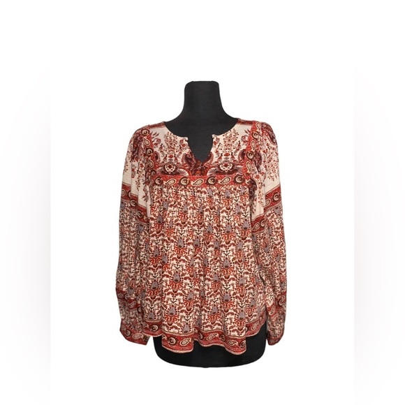 Rachel Zoe Floral Boho Long Sleeve Blouse Medium - Picture 2 of 8